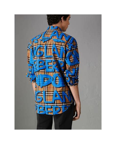 blue graffiti burberry shirt|neiman marcus Burberry blue shirt.